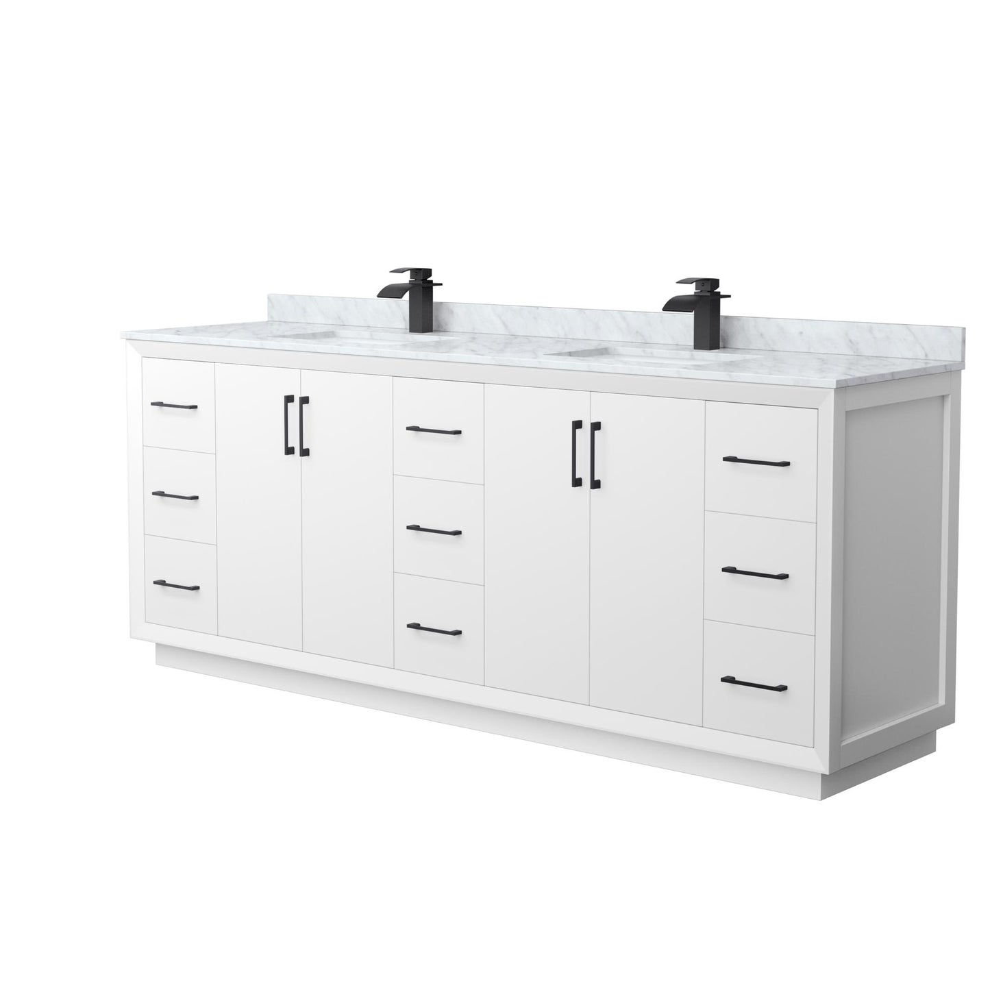 Strada Bathroom Vanity with Countertop 84 inch Double Sink Single hole Faucet Setup