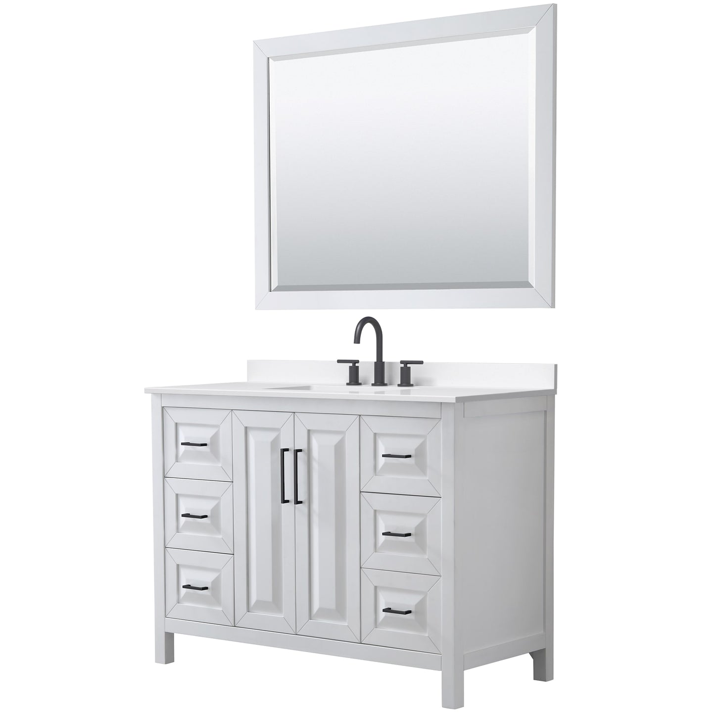 Daria Bathroom Vanity with Countertop 48 inch Single Sink 3-hole Faucet Setup