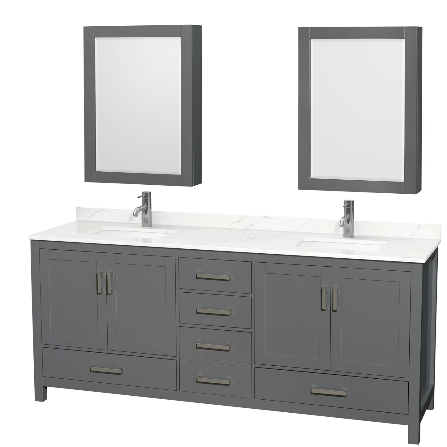 Sheffield Bathroom Vanity with Countertop 80 inch Double Sink Single hole Faucet Setup
