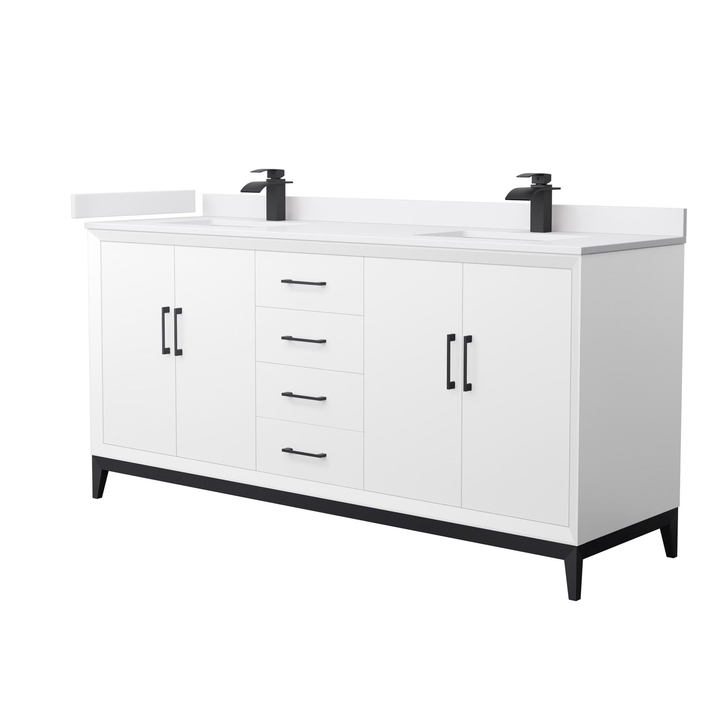 Amici Bathroom Vanity with Countertop 72 inch Double Sink Single hole Faucet Setup