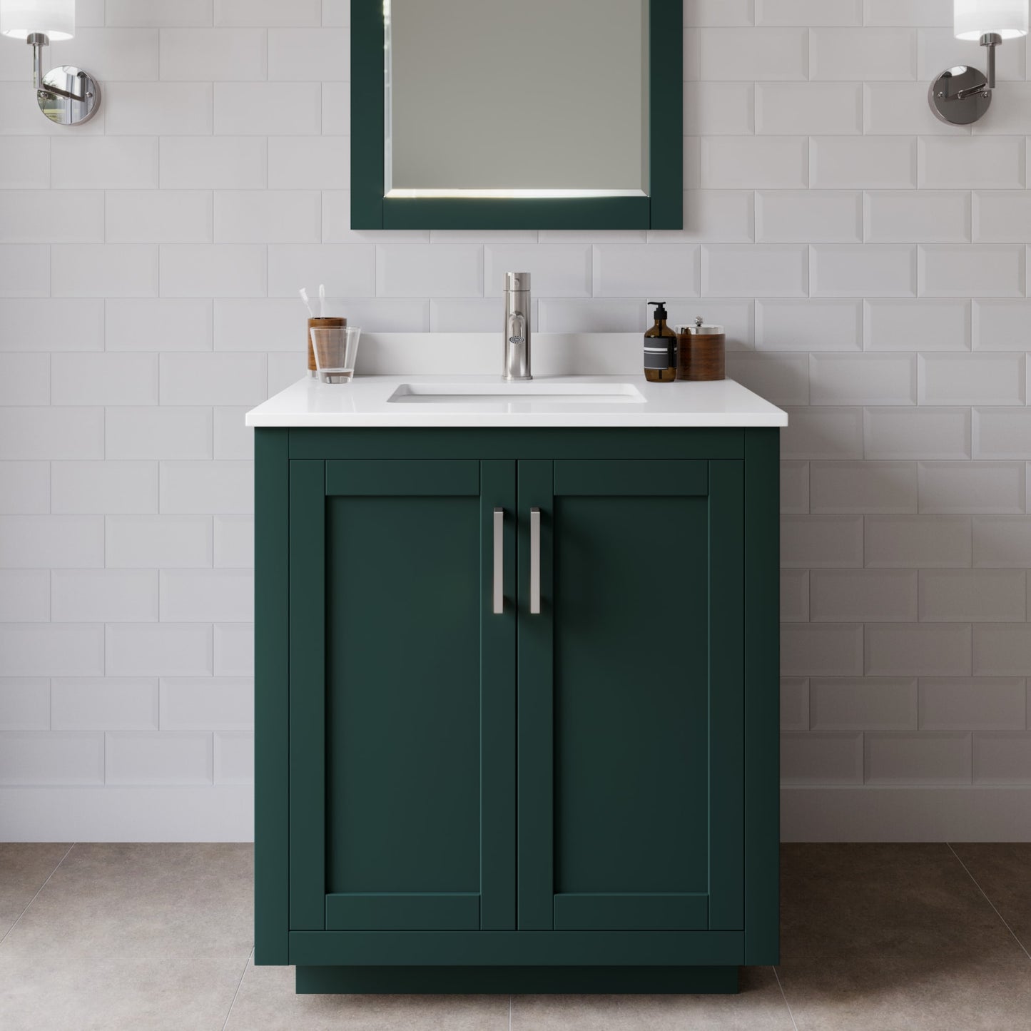 Miranda Bathroom Vanity with Countertop 30 inch Single Sink Single hole Faucet Setup
