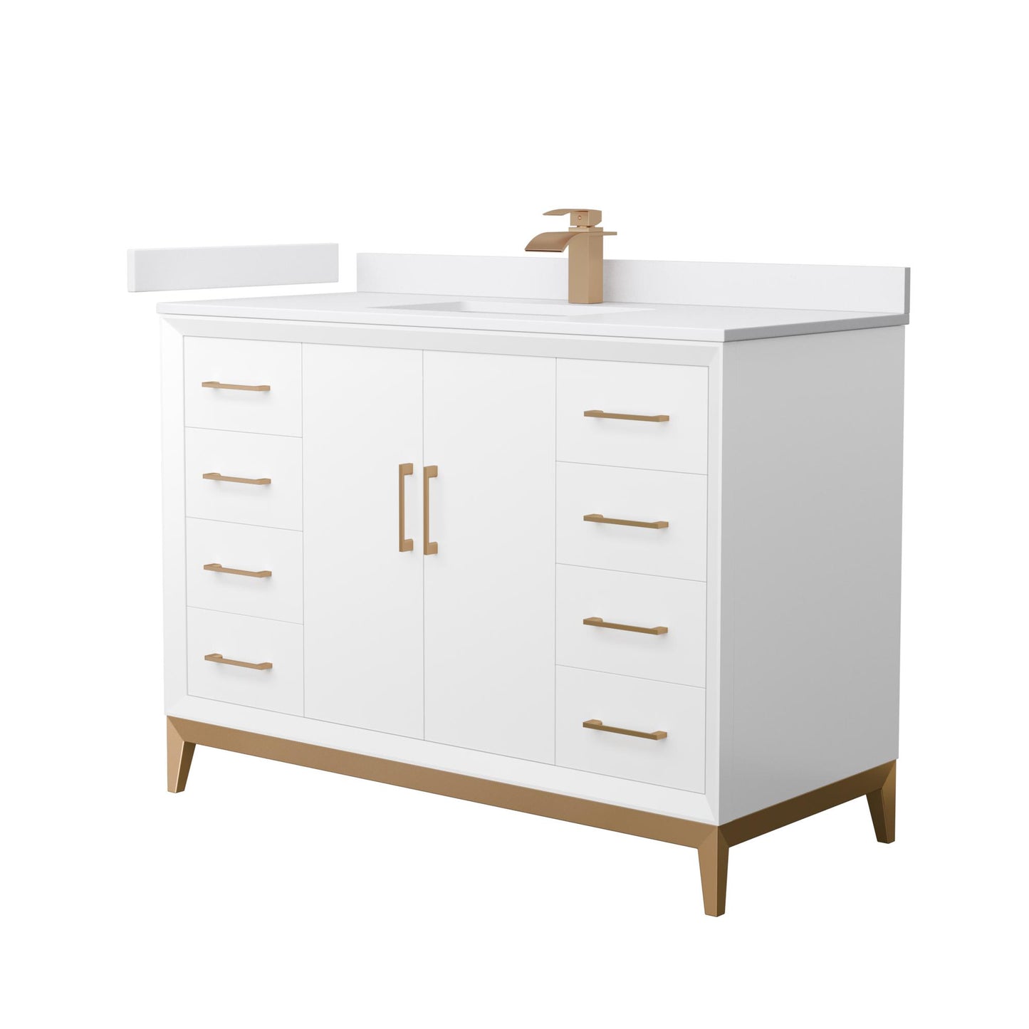 Amici Bathroom Vanity with Countertop 48 inch Single Sink Single hole Faucet Setup