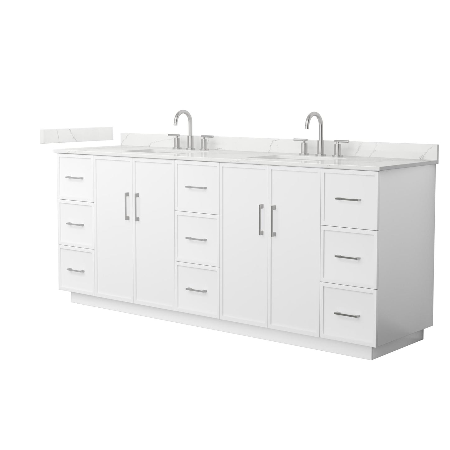 Elan TK Bathroom Vanity with Countertop 84 inch Double Sink 3-hole Faucet Setup