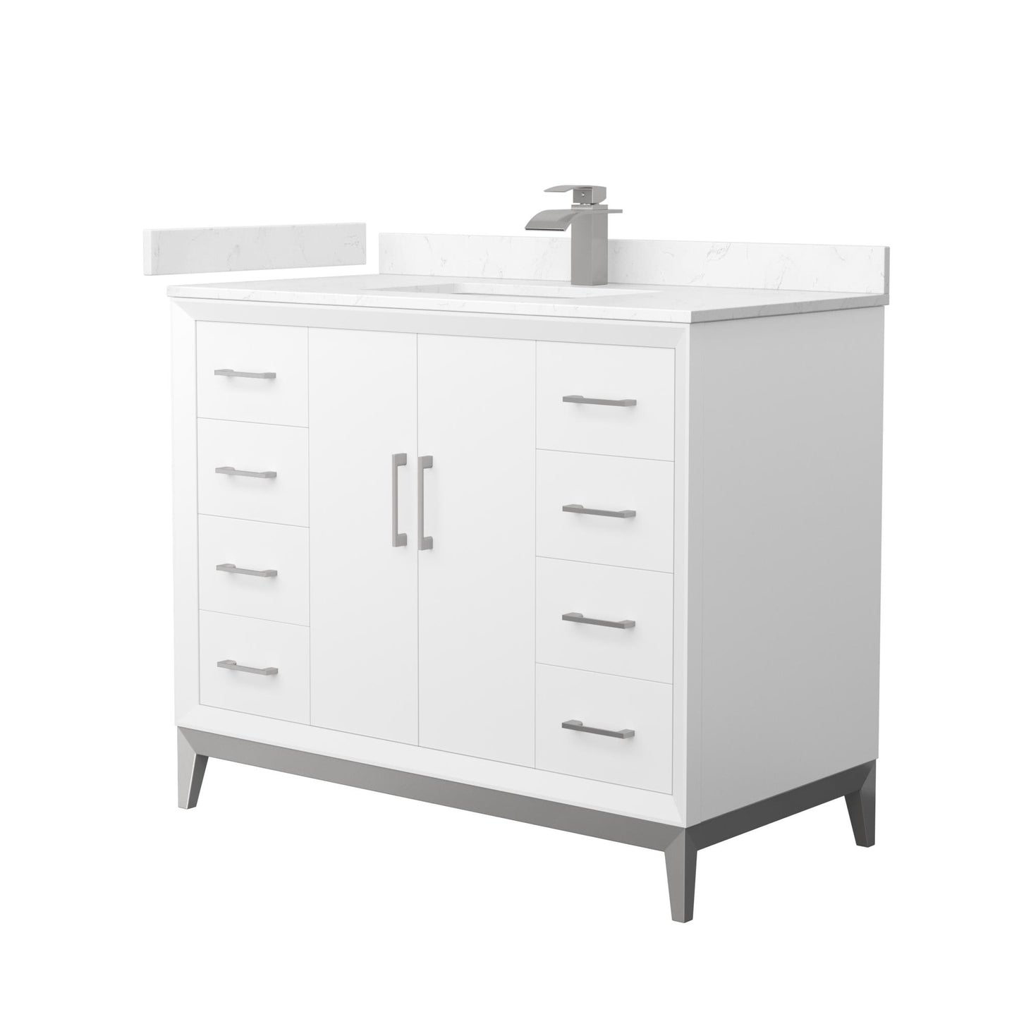 Amici Bathroom Vanity with Countertop 42 inch Single Sink Single hole Faucet Setup