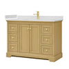 Custom image for Honey Oak with Brushed Gold Trim / White Quartz / No Mirror