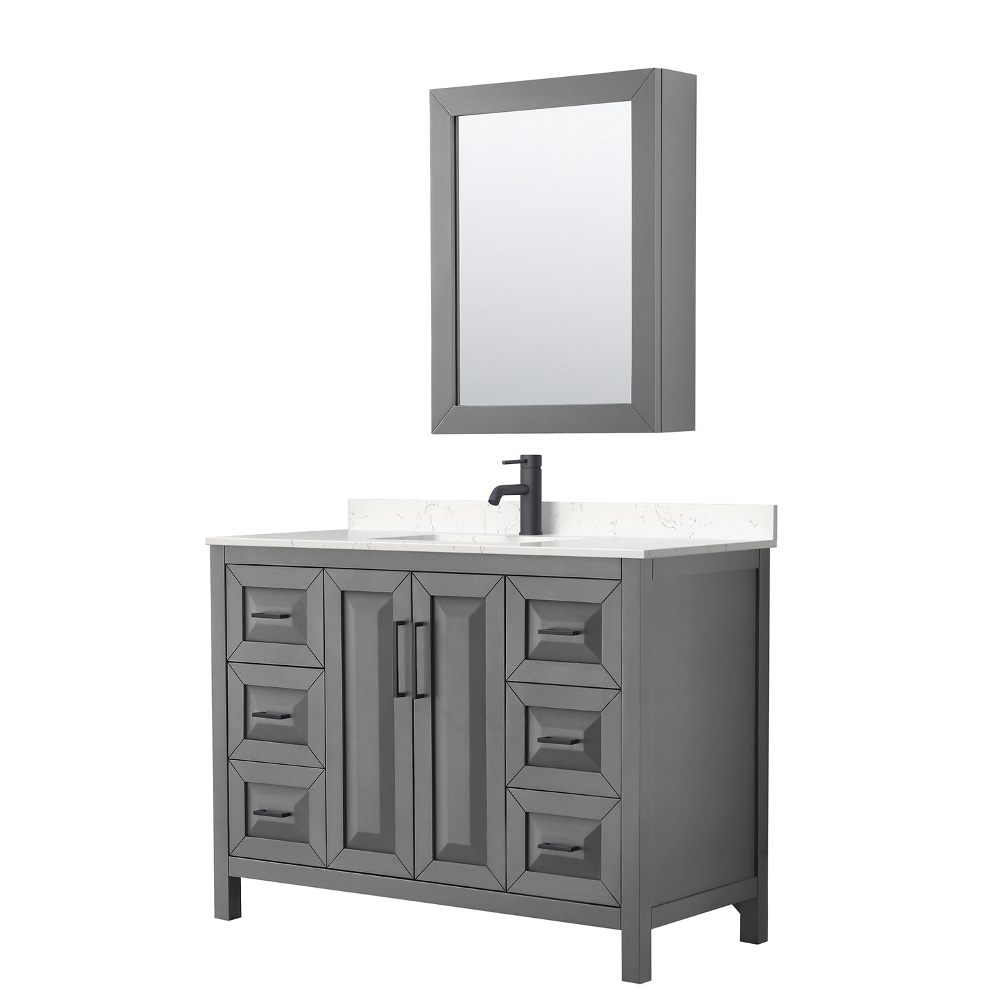 Daria Bathroom Vanity with Countertop 48 inch Single Sink Single hole Faucet Setup