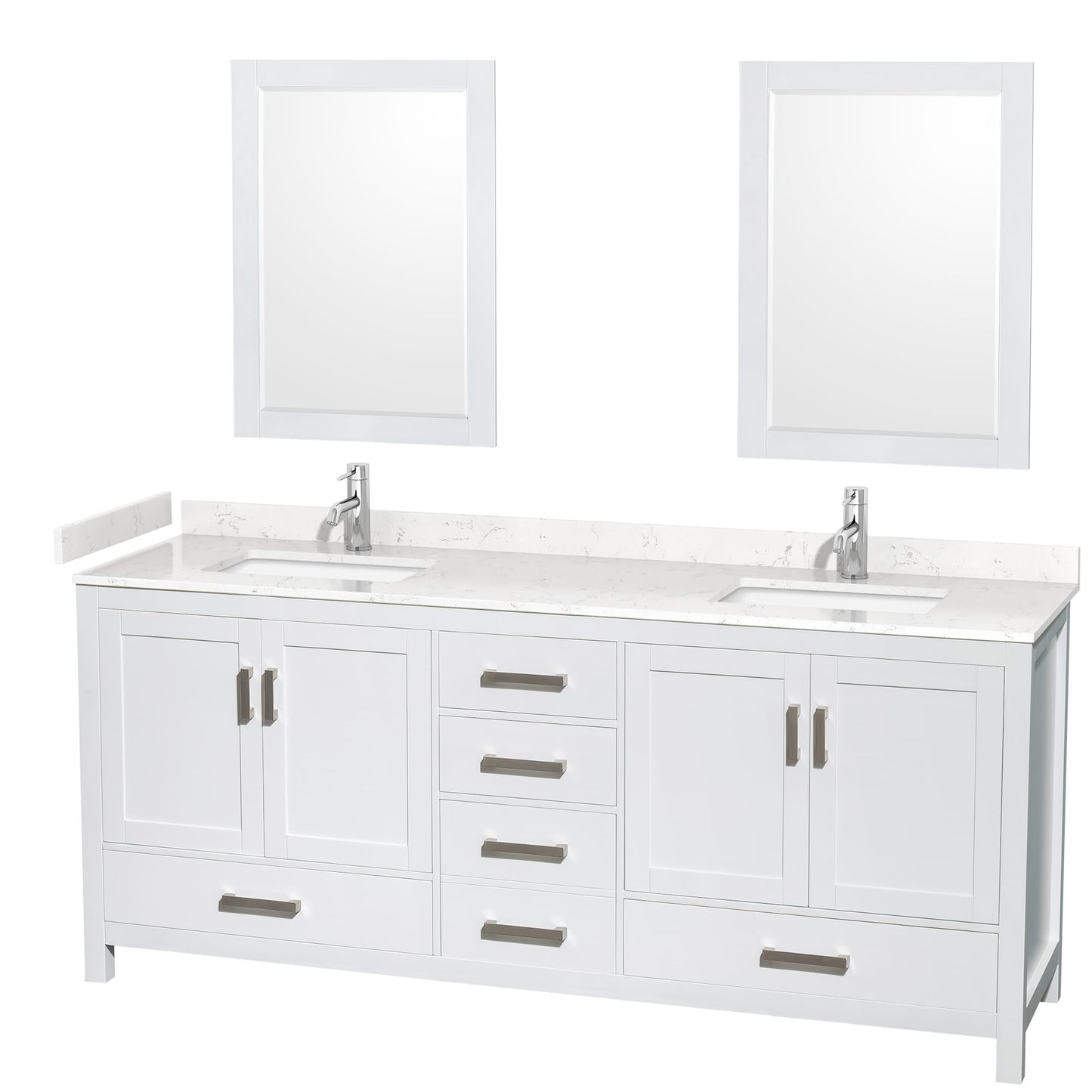 Sheffield Bathroom Vanity with Countertop 80 inch Double Sink Single hole Faucet Setup