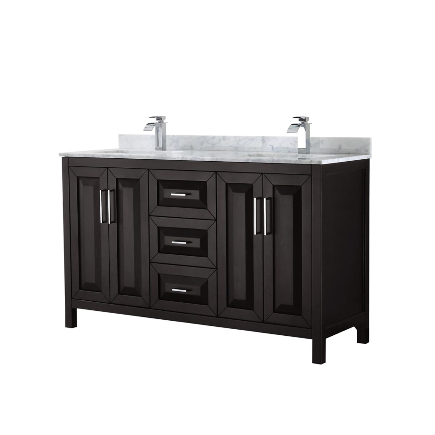 Daria Bathroom Vanity with Countertop 60 inch Double Sink Single hole Faucet Setup