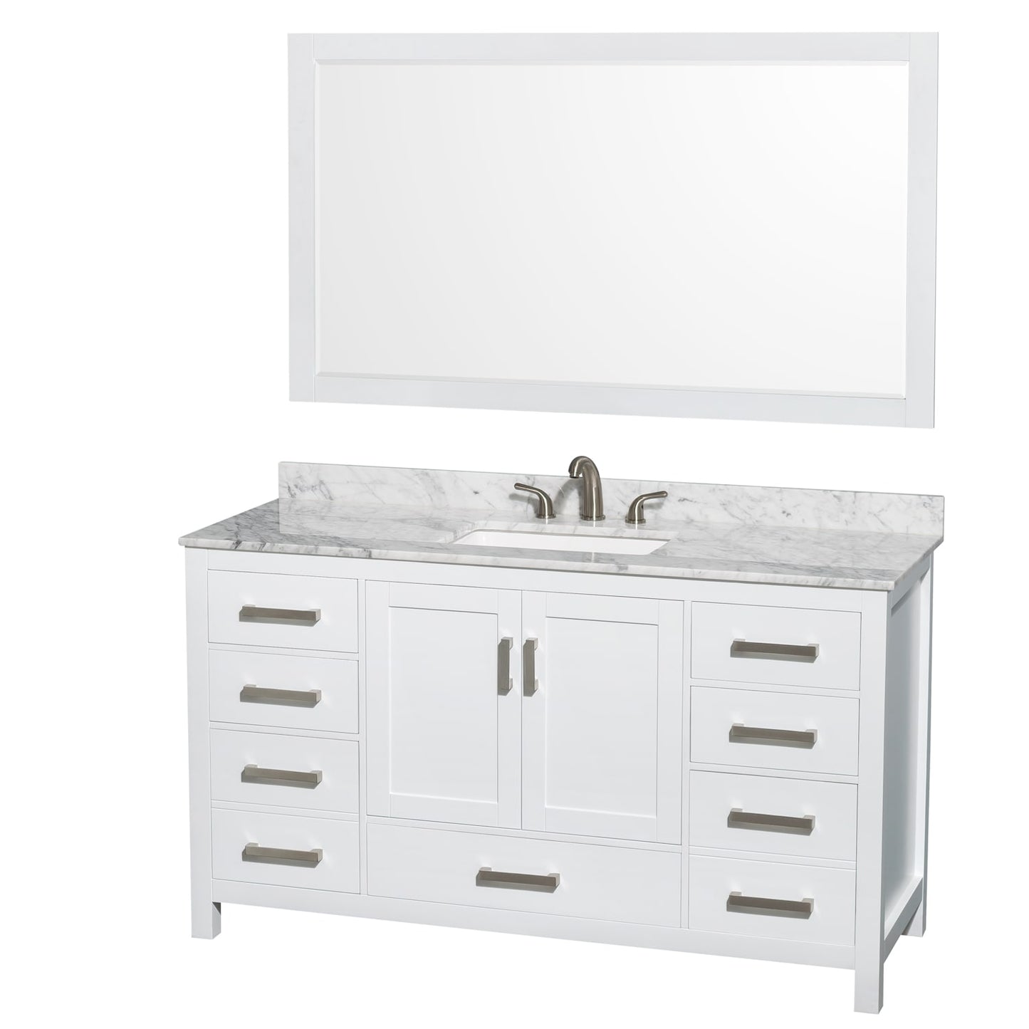 Sheffield Bathroom Vanity with Countertop 60 inch Single Sink 3-hole Faucet Setup