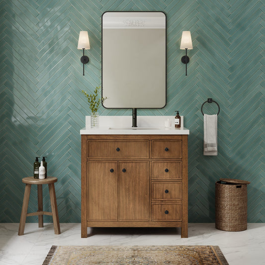 Rian Bathroom Vanity with Countertop 36 inch Single Sink Single hole Faucet Setup