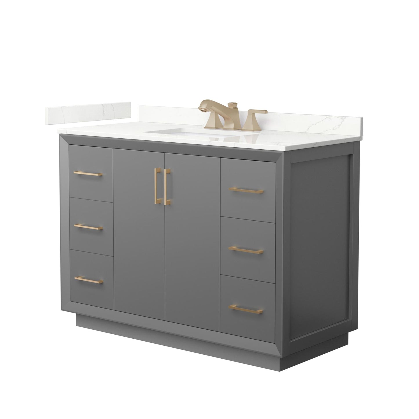 Strada Bathroom Vanity with Countertop 48 inch Single Sink 3-hole Faucet Setup