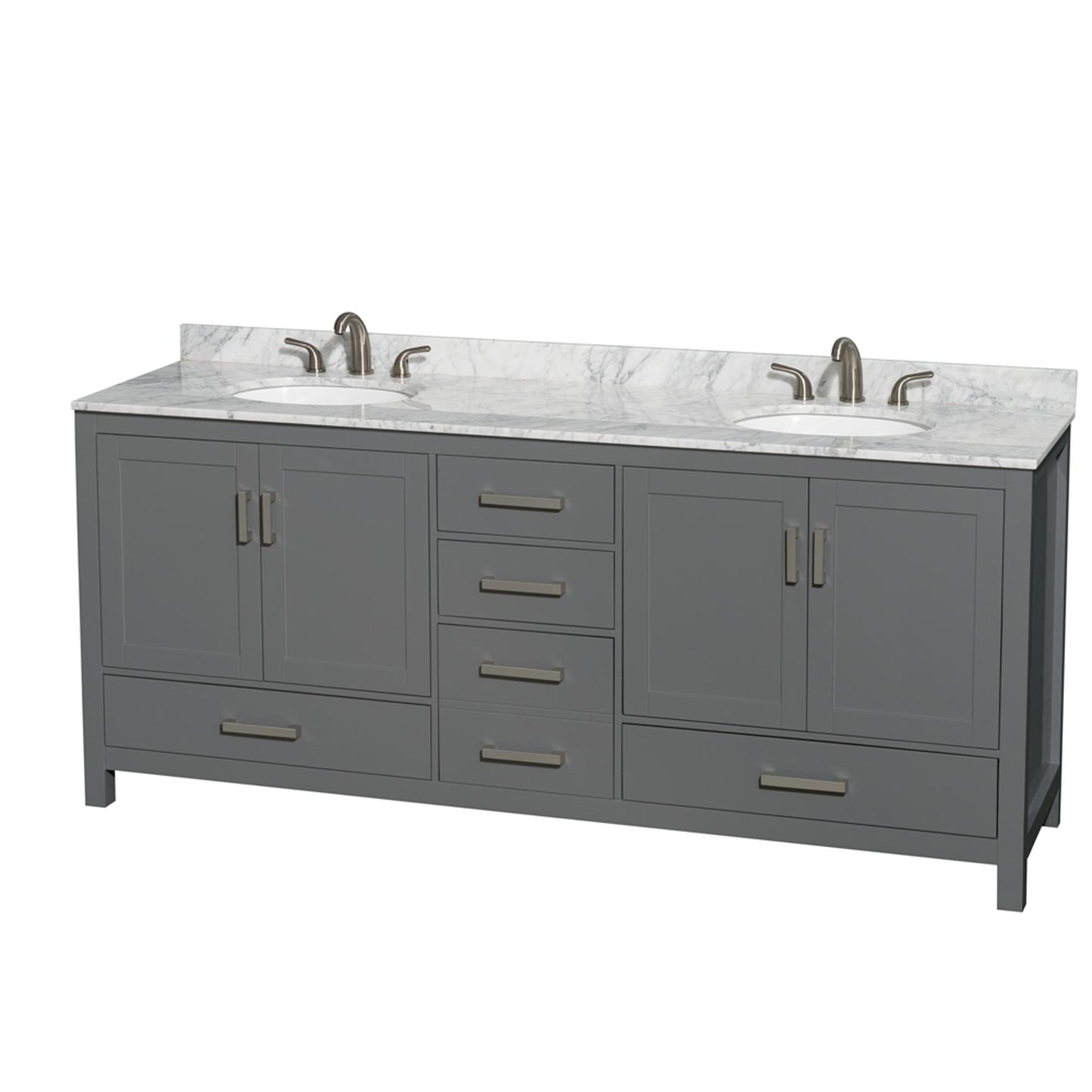 Sheffield Bathroom Vanity with Countertop 80 inch Double Sink 3-hole Faucet Setup