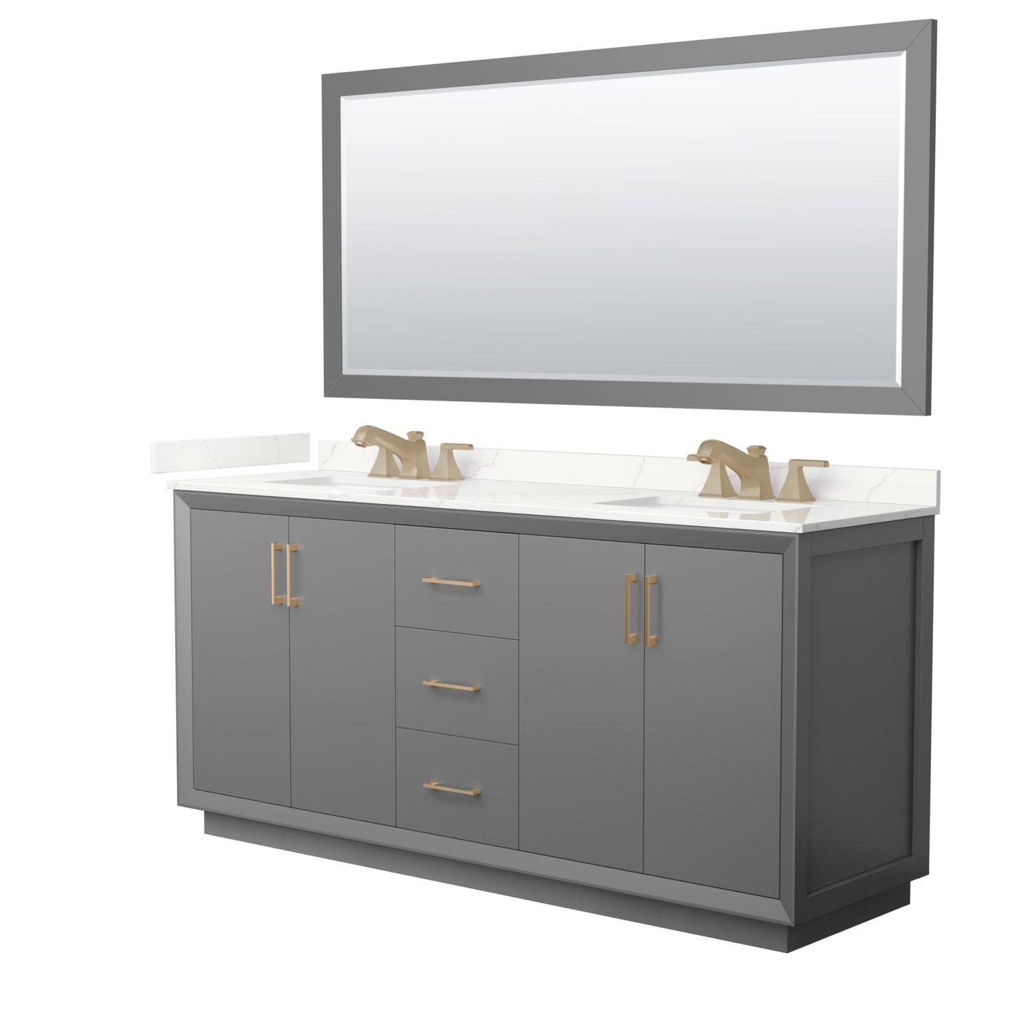 Strada Bathroom Vanity with Countertop 72 inch Double Sink 3-hole Faucet Setup