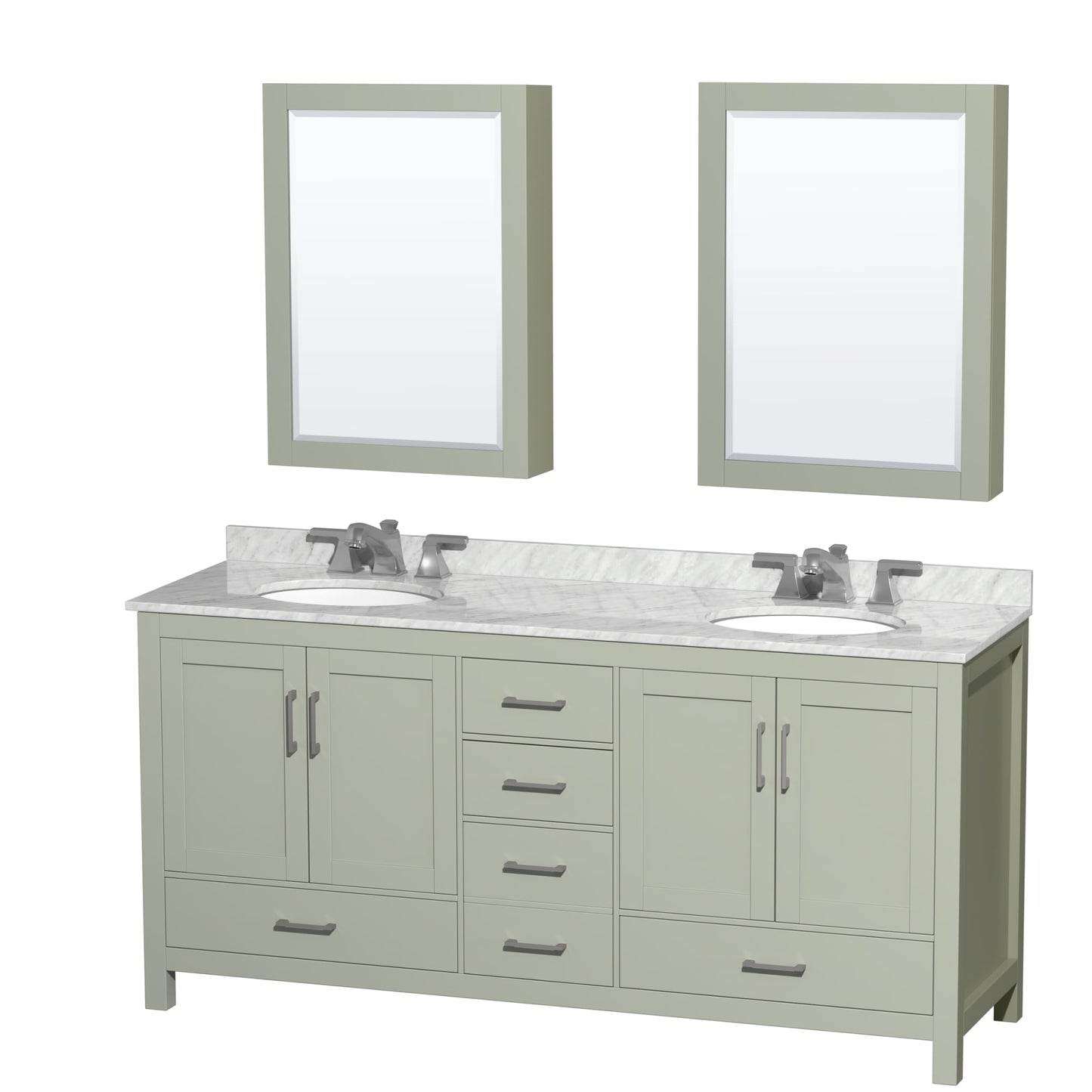Sheffield Bathroom Vanity with Countertop 72 inch Double Sink 3-hole Faucet Setup