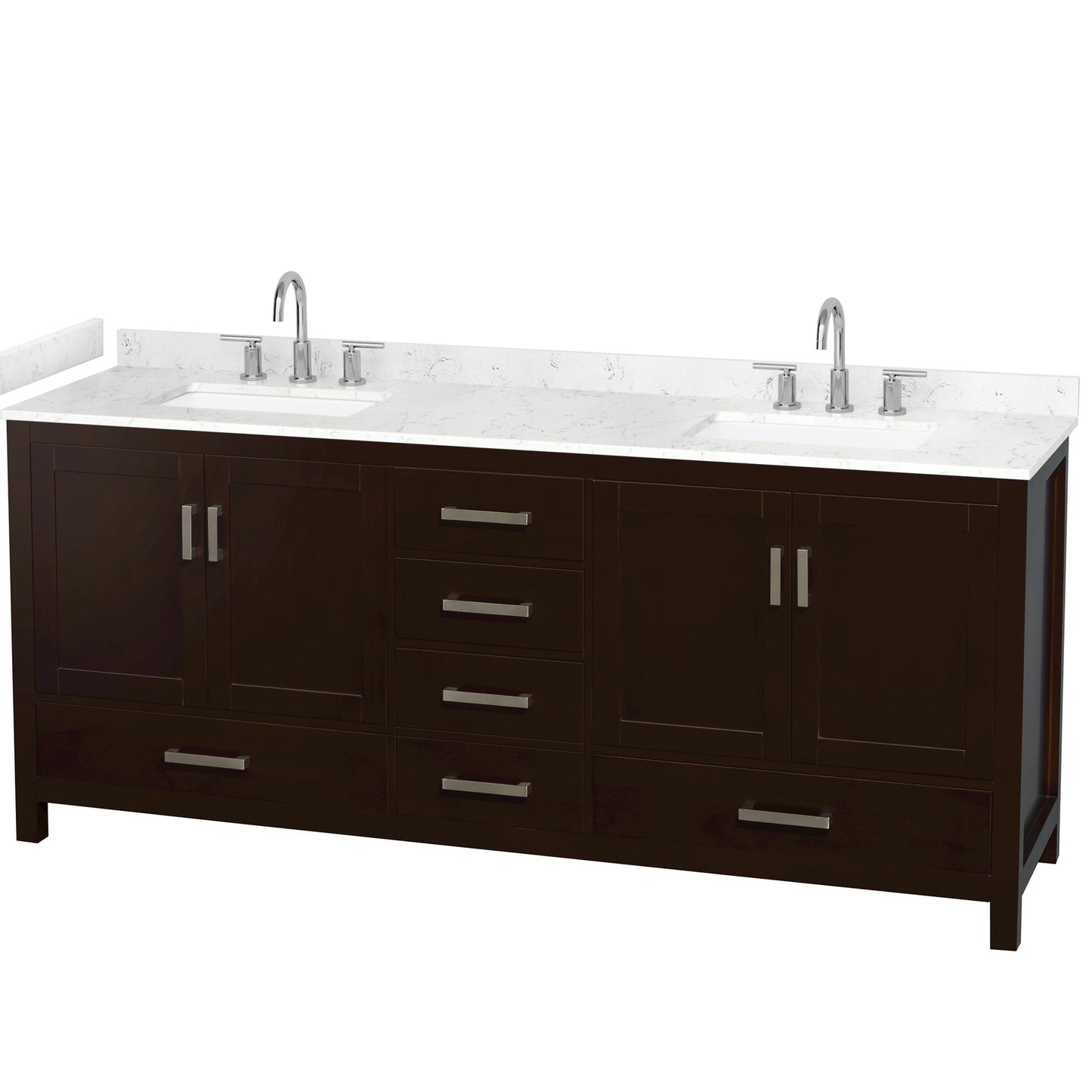 Sheffield Bathroom Vanity with Countertop 80 inch Double Sink 3-hole Faucet Setup