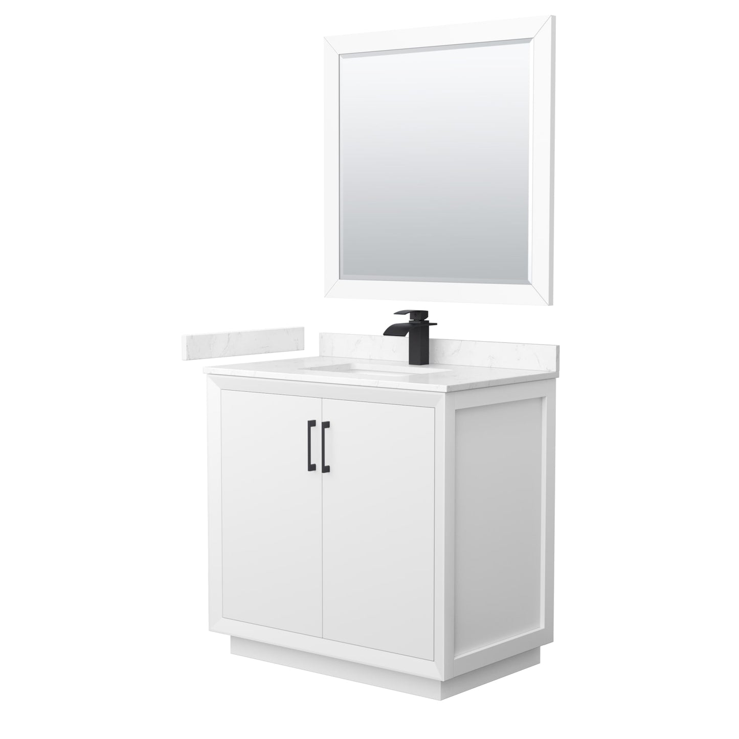 Strada Bathroom Vanity with Countertop 36 inch Single Sink Single hole Faucet Setup