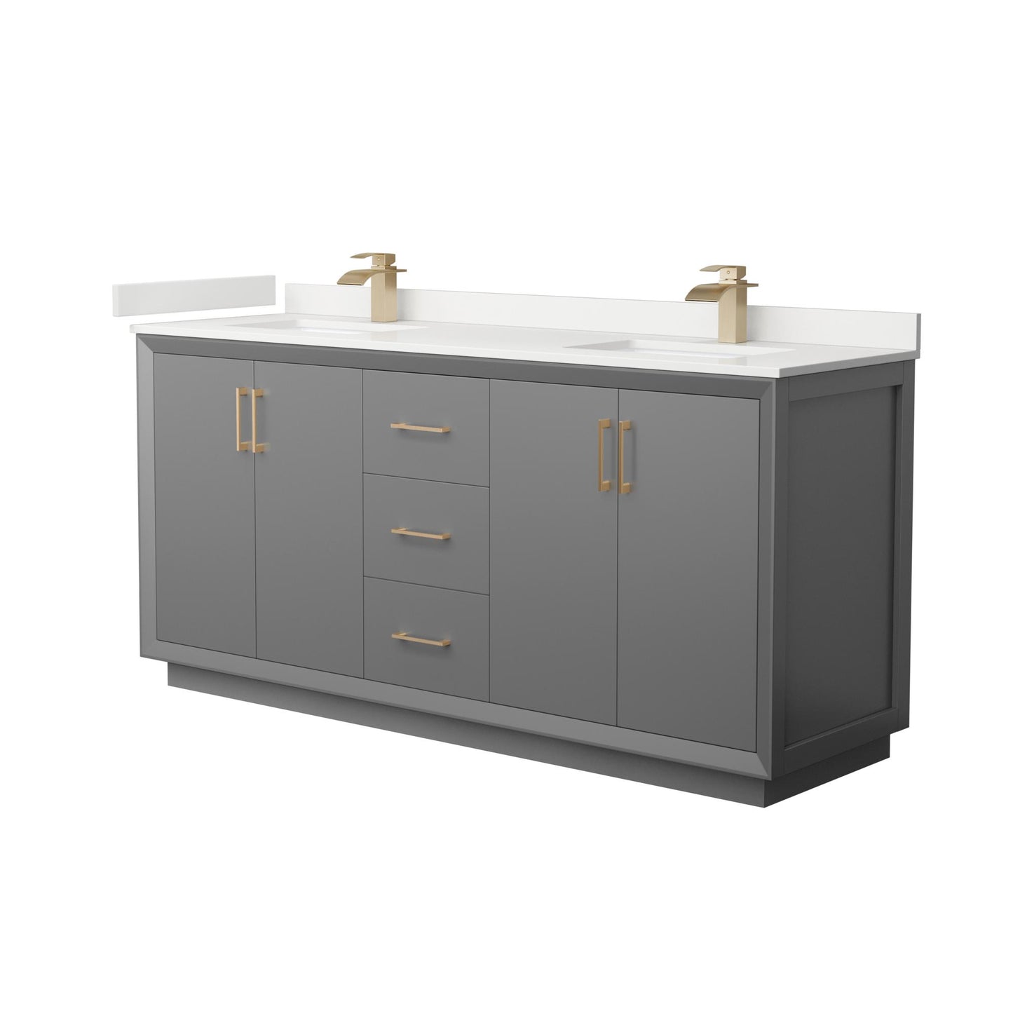Strada Bathroom Vanity with Countertop 72 inch Double Sink Single hole Faucet Setup