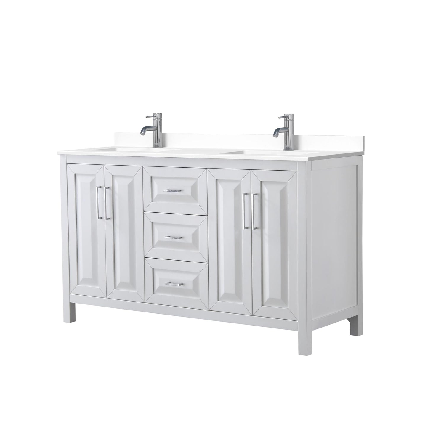 Daria Bathroom Vanity with Countertop 60 inch Double Sink Single hole Faucet Setup