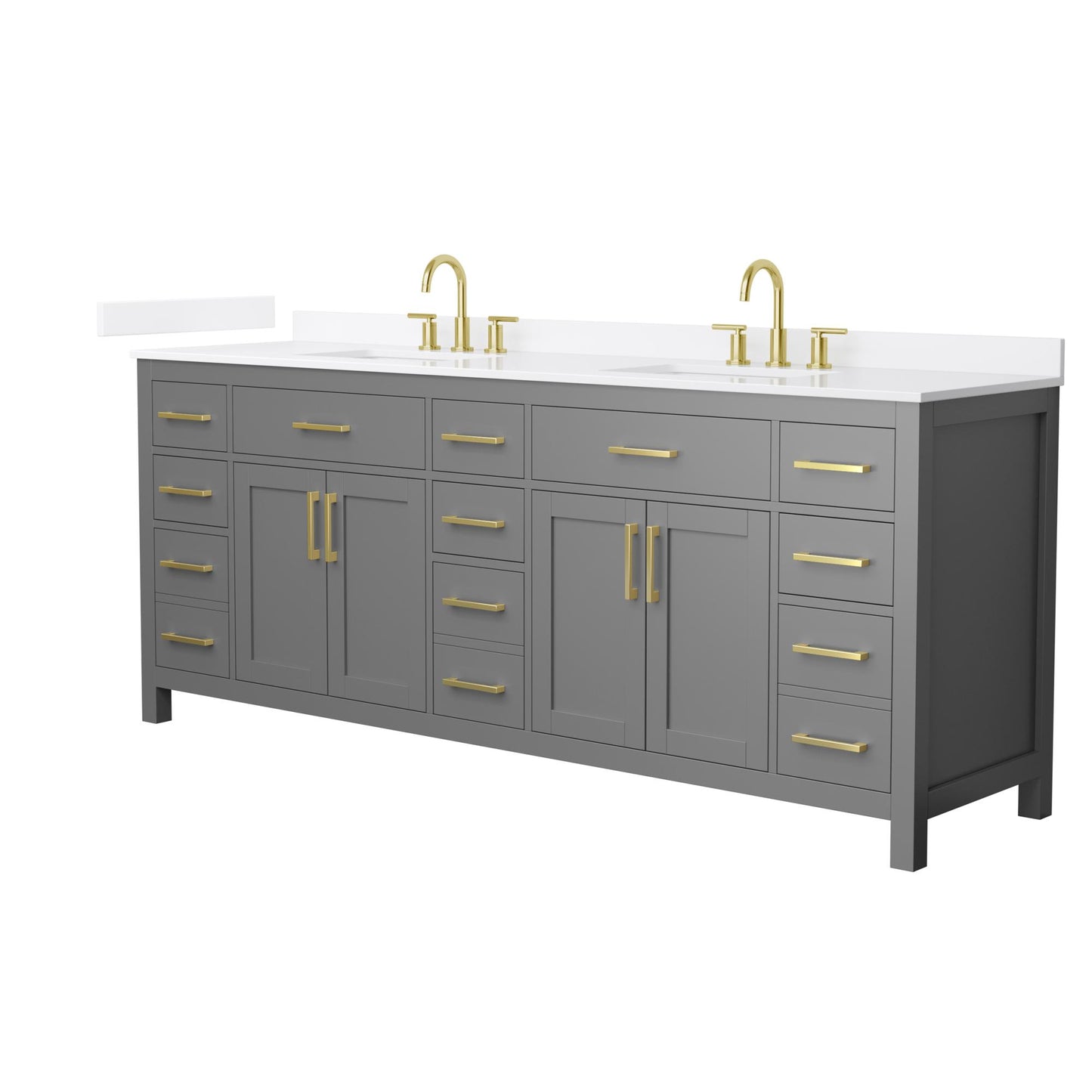 Beckett Bathroom Vanity with Countertop 84 inch Double Sink 3-hole Faucet Setup