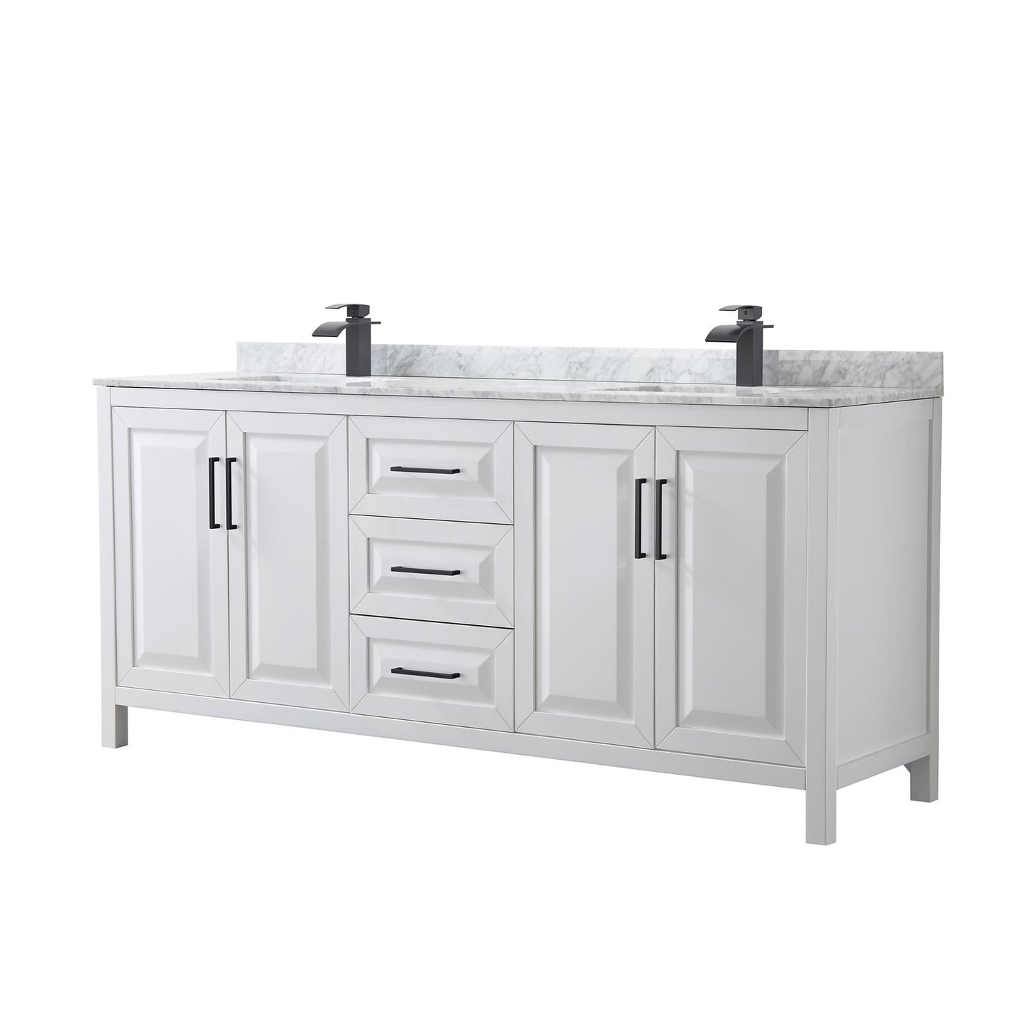 Daria Bathroom Vanity with Countertop 80 inch Double Sink Single hole Faucet Setup