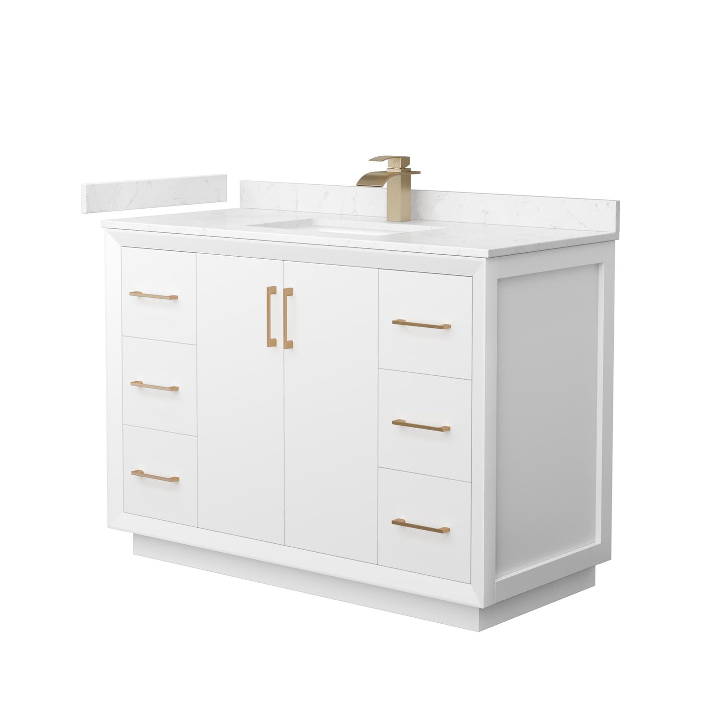 Strada Bathroom Vanity with Countertop 48 inch Single Sink Single hole Faucet Setup