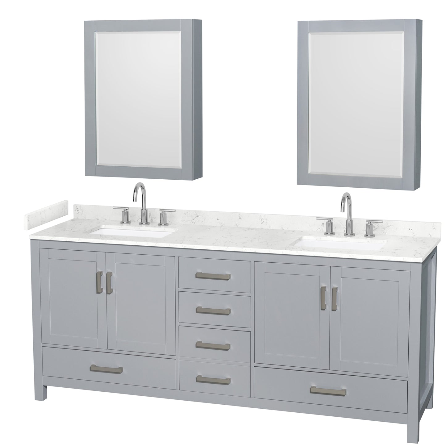 Sheffield Bathroom Vanity with Countertop 80 inch Double Sink 3-hole Faucet Setup