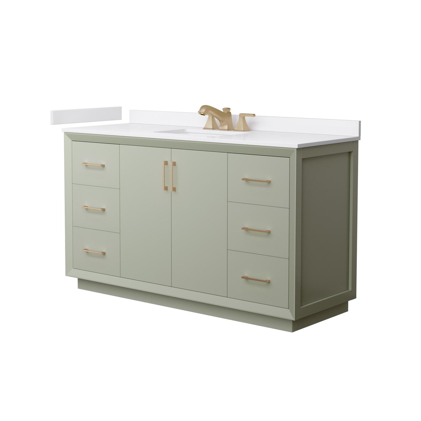 Strada Bathroom Vanity with Countertop 60 inch Single Sink 3-hole Faucet Setup