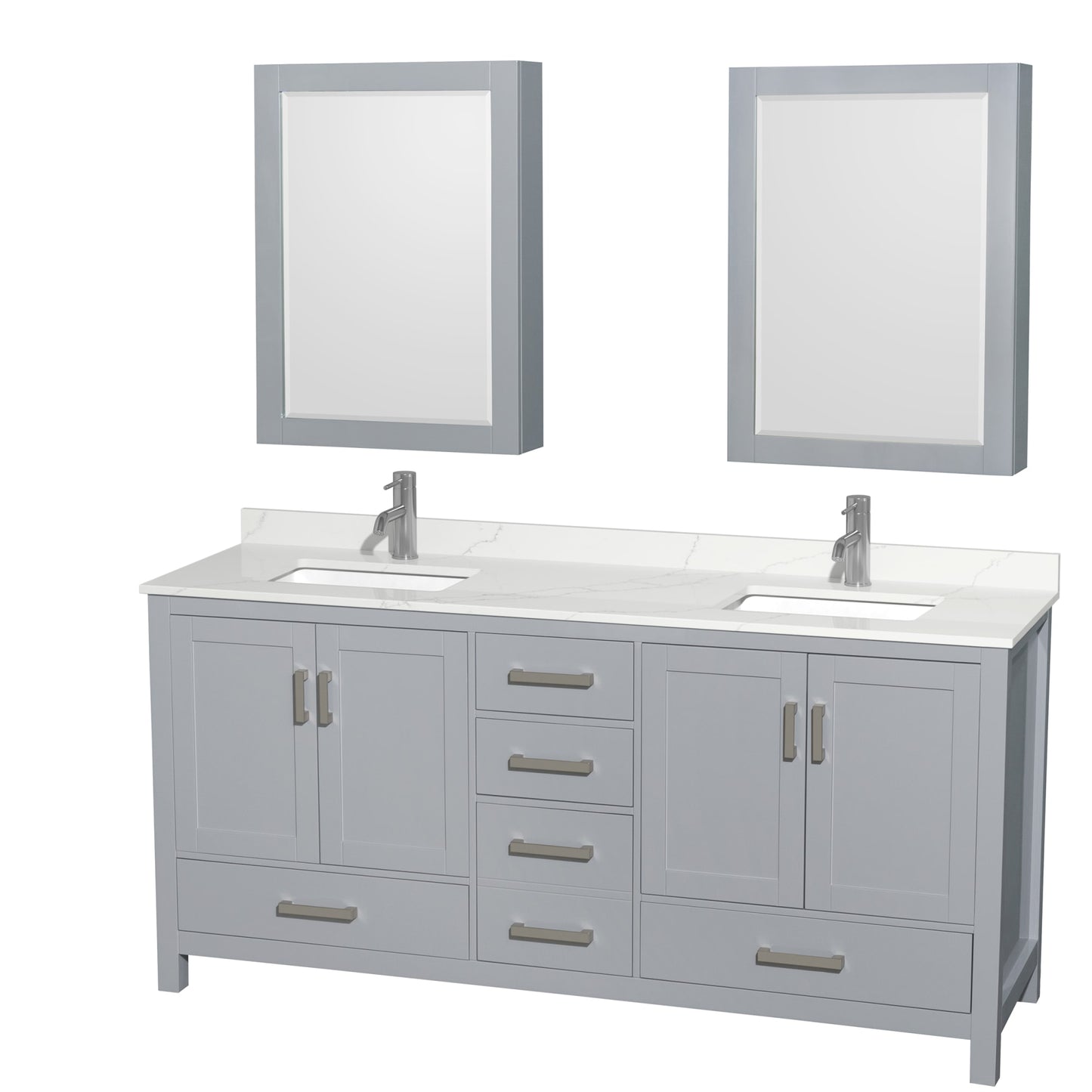 Sheffield Bathroom Vanity with Countertop 72 inch Double Sink Single hole Faucet Setup