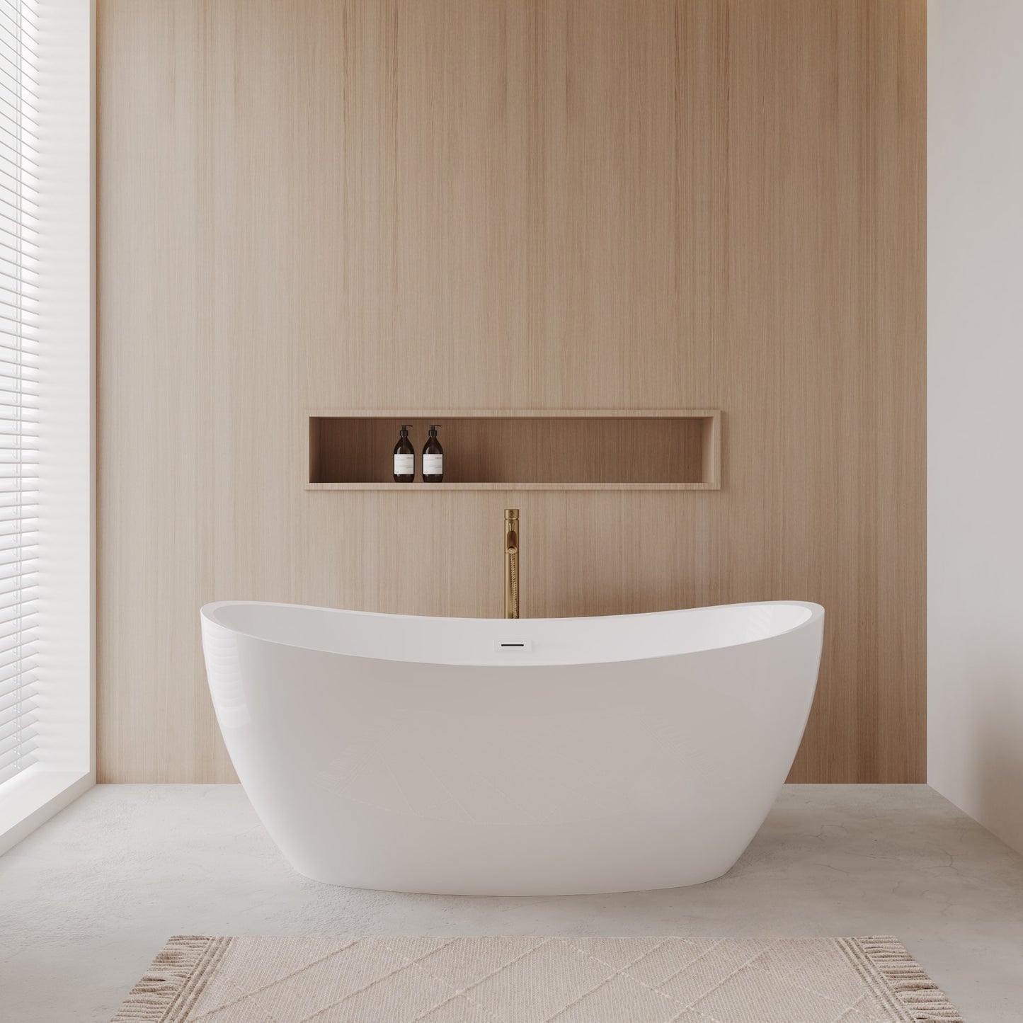 Dorrit Freestanding Acrylic Bathtub With Faucet 66 inch