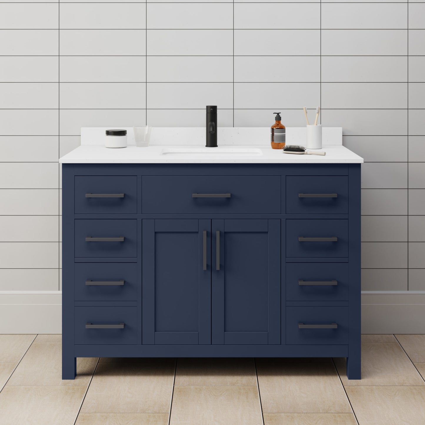 Beckett Bathroom Vanity with Countertop 48 inch Single Sink Single hole Faucet Setup