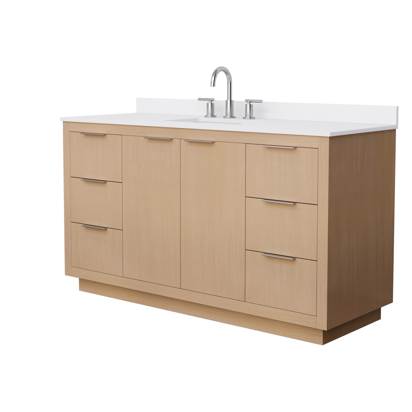 Maroni Bathroom Vanity with Countertop 60 inch Single Sink 3-hole Faucet Setup