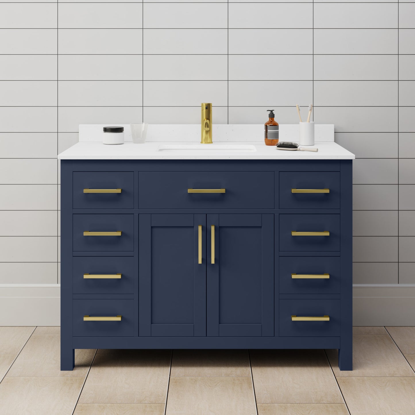 Beckett Bathroom Vanity with Countertop 48 inch Single Sink Single hole Faucet Setup