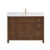 Custom image for Dark Walnut with Brushed Gold Trim / White Cultured Marble / No Mirror
