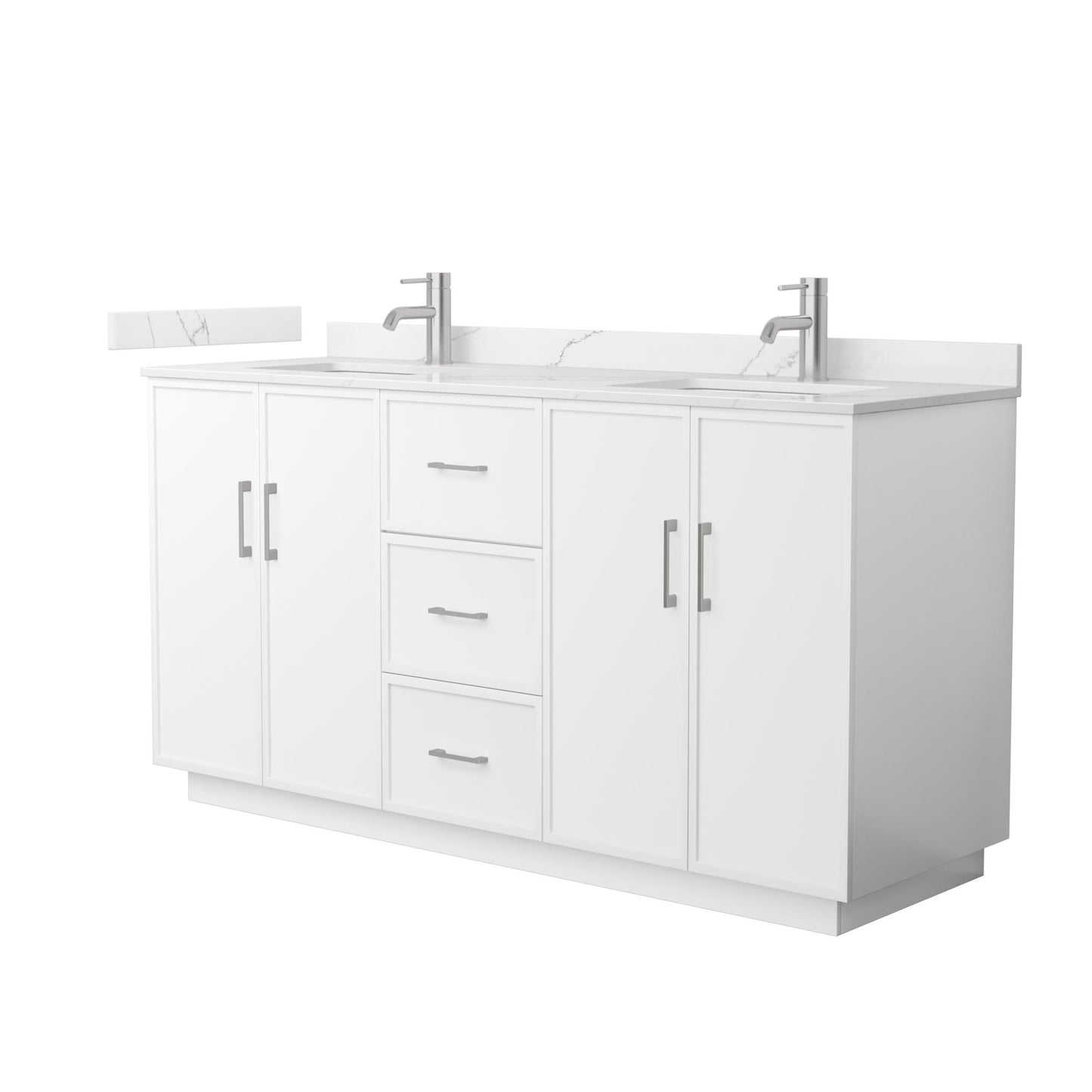 Elan TK Bathroom Vanity with Countertop 66 inch Double Sink Single hole Faucet Setup