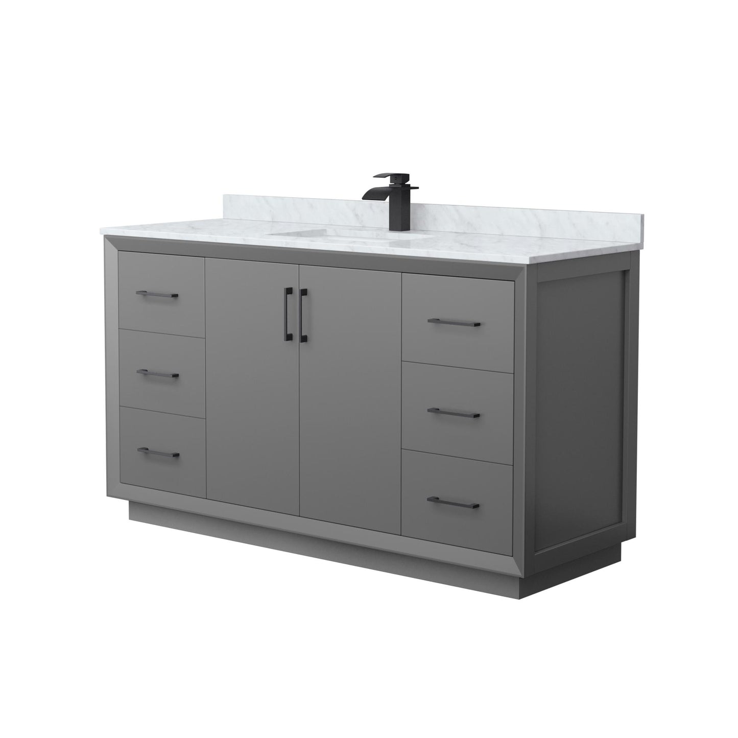 Strada Bathroom Vanity with Countertop 60 inch Single Sink Single hole Faucet Setup