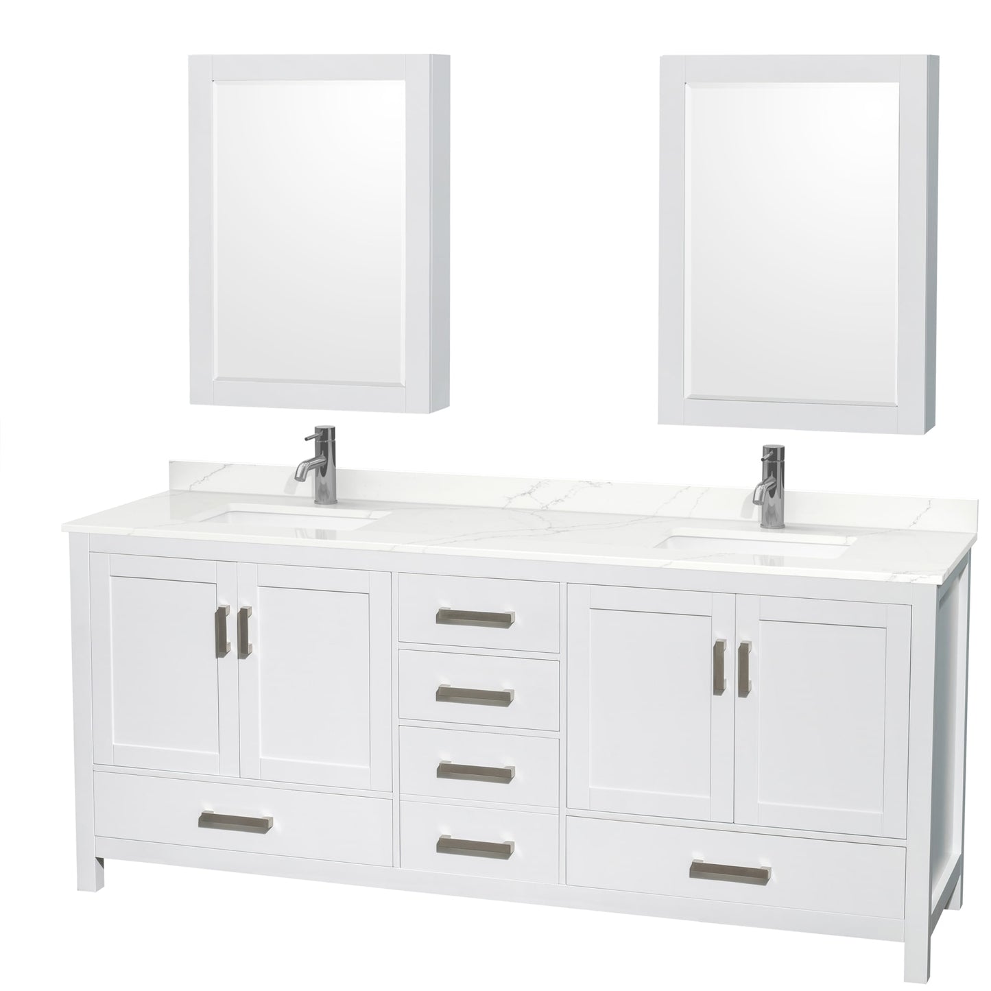 Sheffield Bathroom Vanity with Countertop 80 inch Double Sink Single hole Faucet Setup