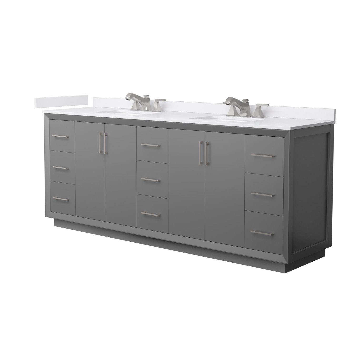 Strada Bathroom Vanity with Countertop 84 inch Double Sink 3-hole Faucet Setup