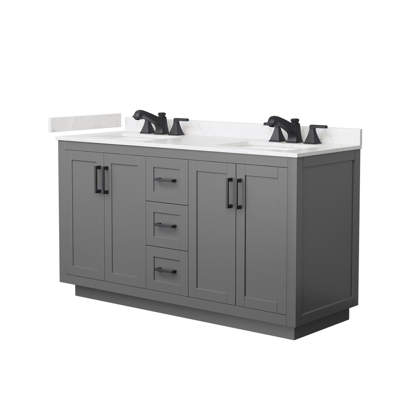 Miranda Bathroom Vanity with Countertop 60 inch Double Sink 3-hole Faucet Setup