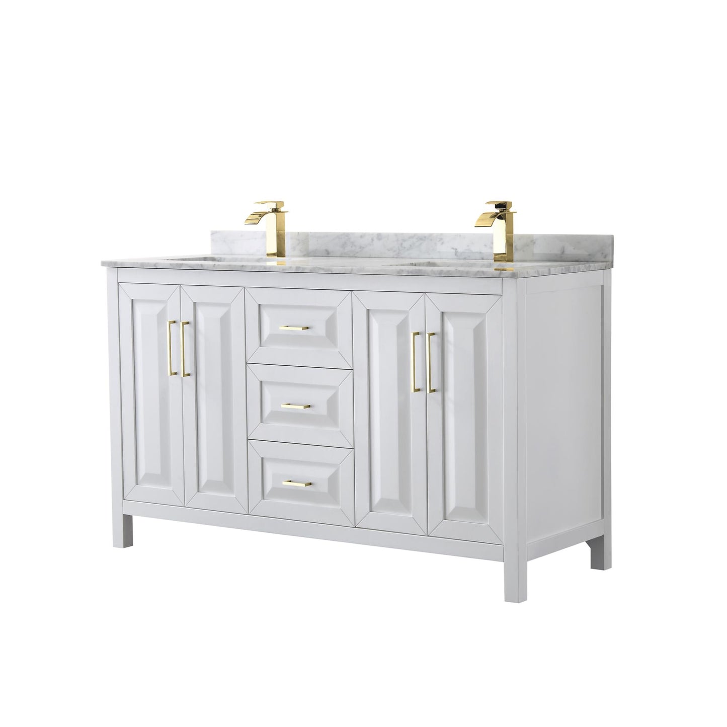 Daria Bathroom Vanity with Countertop 60 inch Double Sink Single hole Faucet Setup
