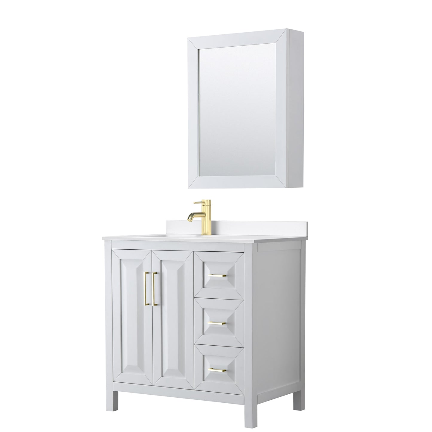 Daria Bathroom Vanity with Countertop 36 inch Single Sink Single hole Faucet Setup