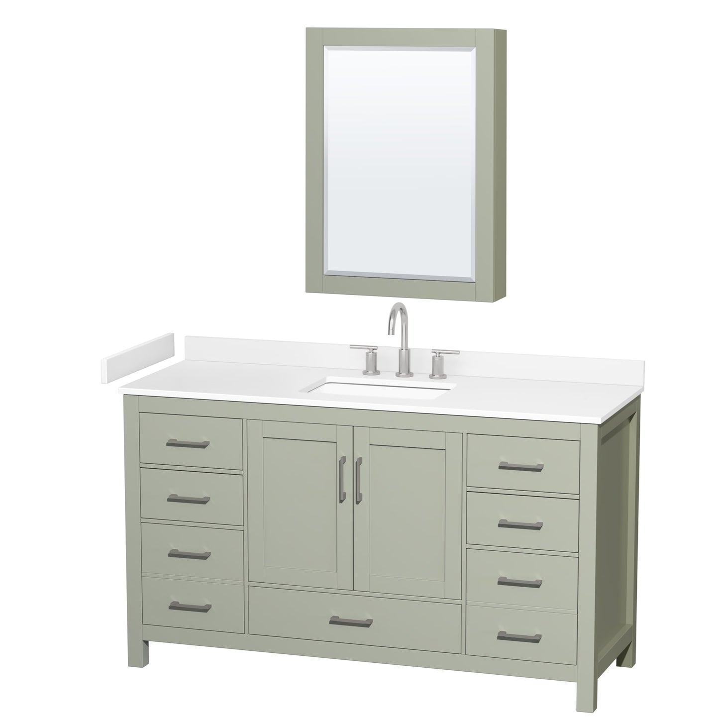 Sheffield Bathroom Vanity with Countertop 60 inch Single Sink 3-hole Faucet Setup