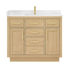 Custom image for Rift Oak with Brushed Gold Trim / White Cultured Marble / No Mirror