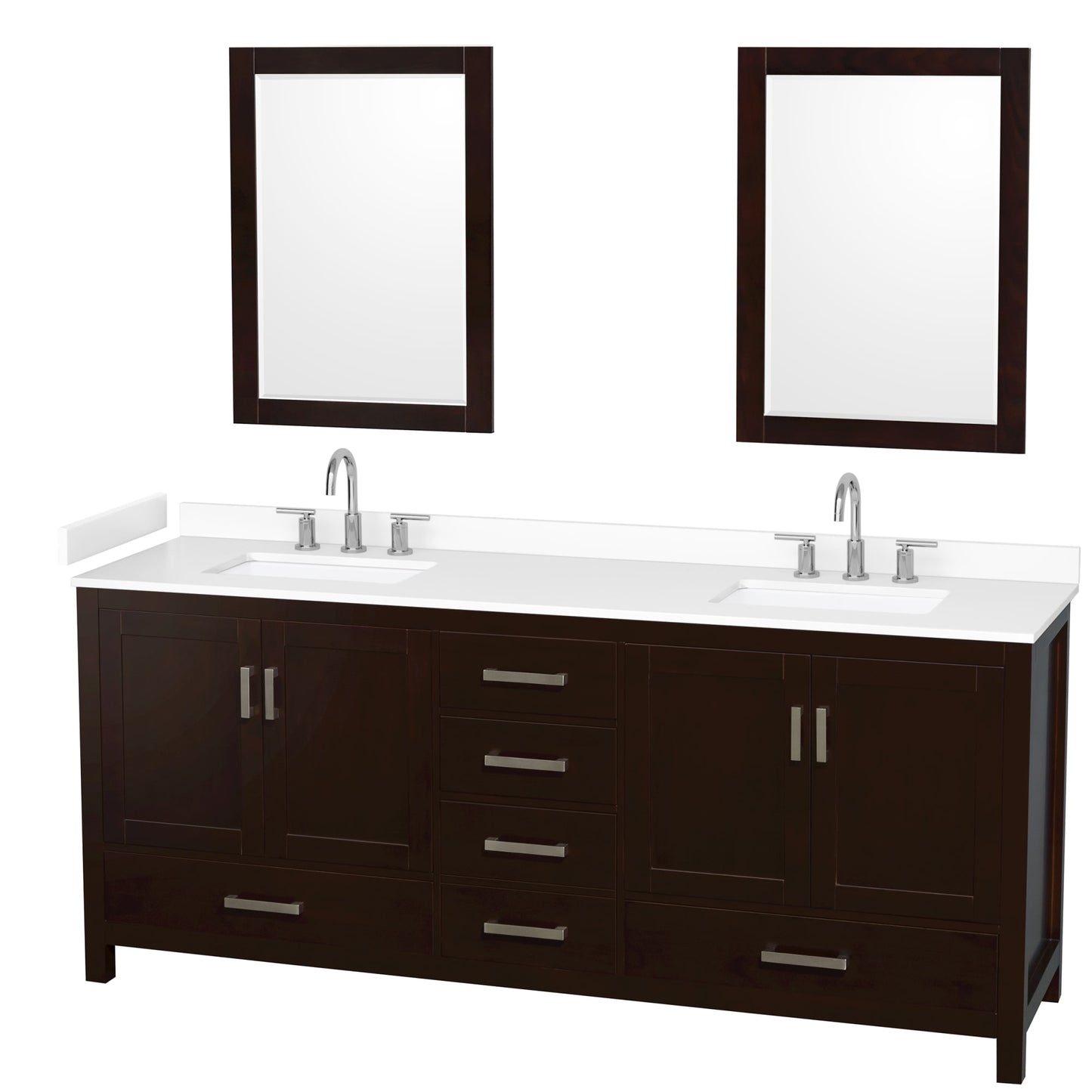 Sheffield Bathroom Vanity with Countertop 80 inch Double Sink 3-hole Faucet Setup