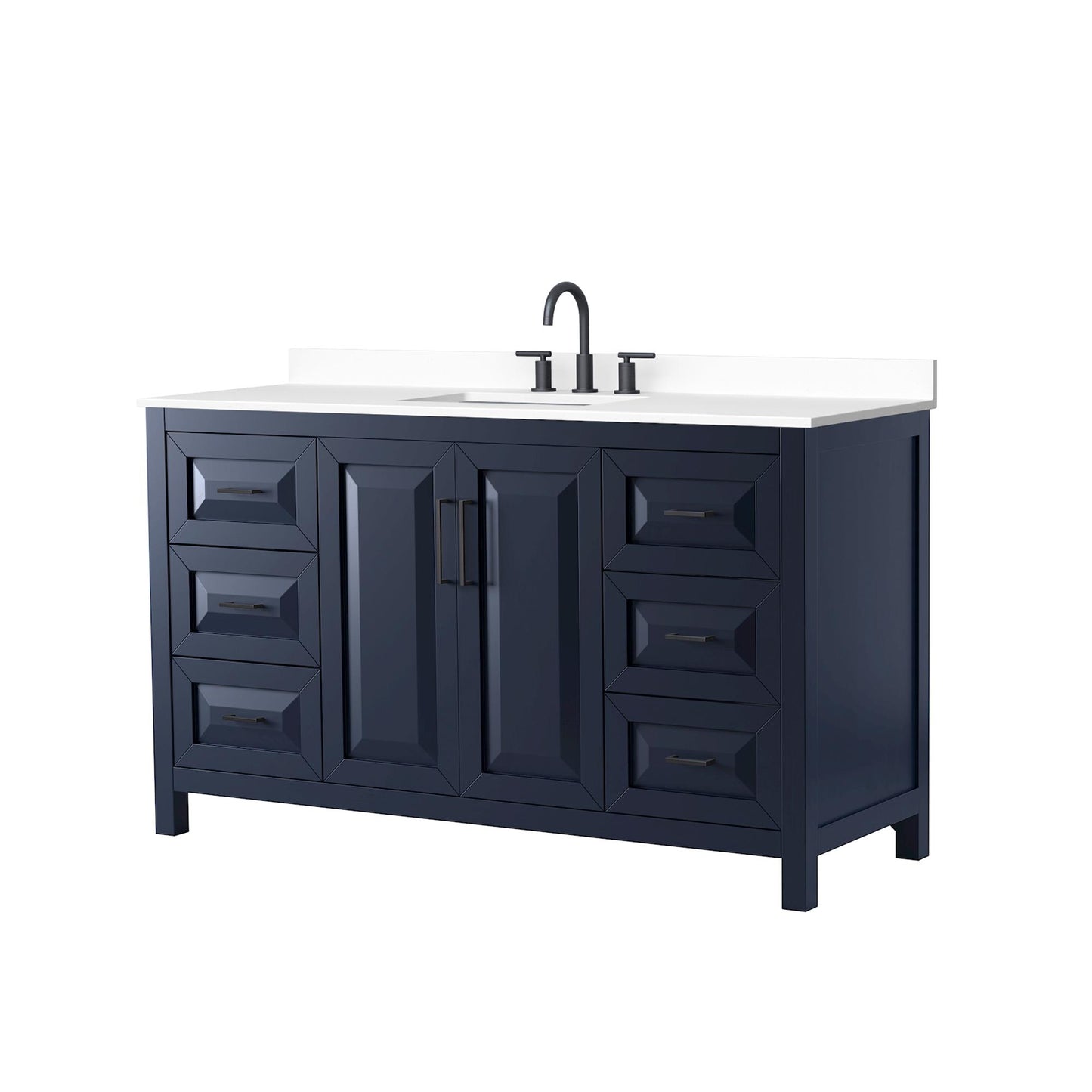 Daria Bathroom Vanity with Countertop 60 inch Single Sink 3-hole Faucet Setup
