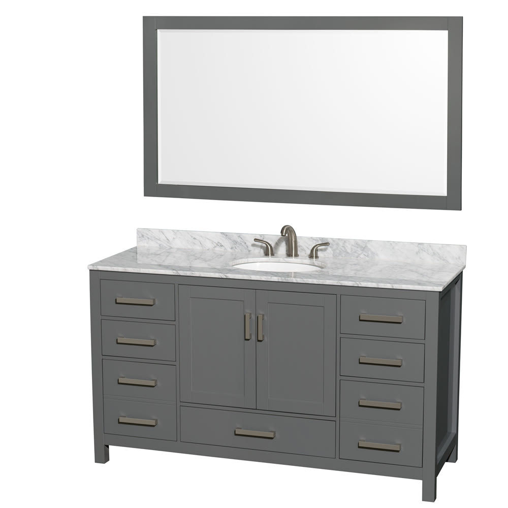 Sheffield Bathroom Vanity with Countertop 60 inch Single Sink 3-hole Faucet Setup