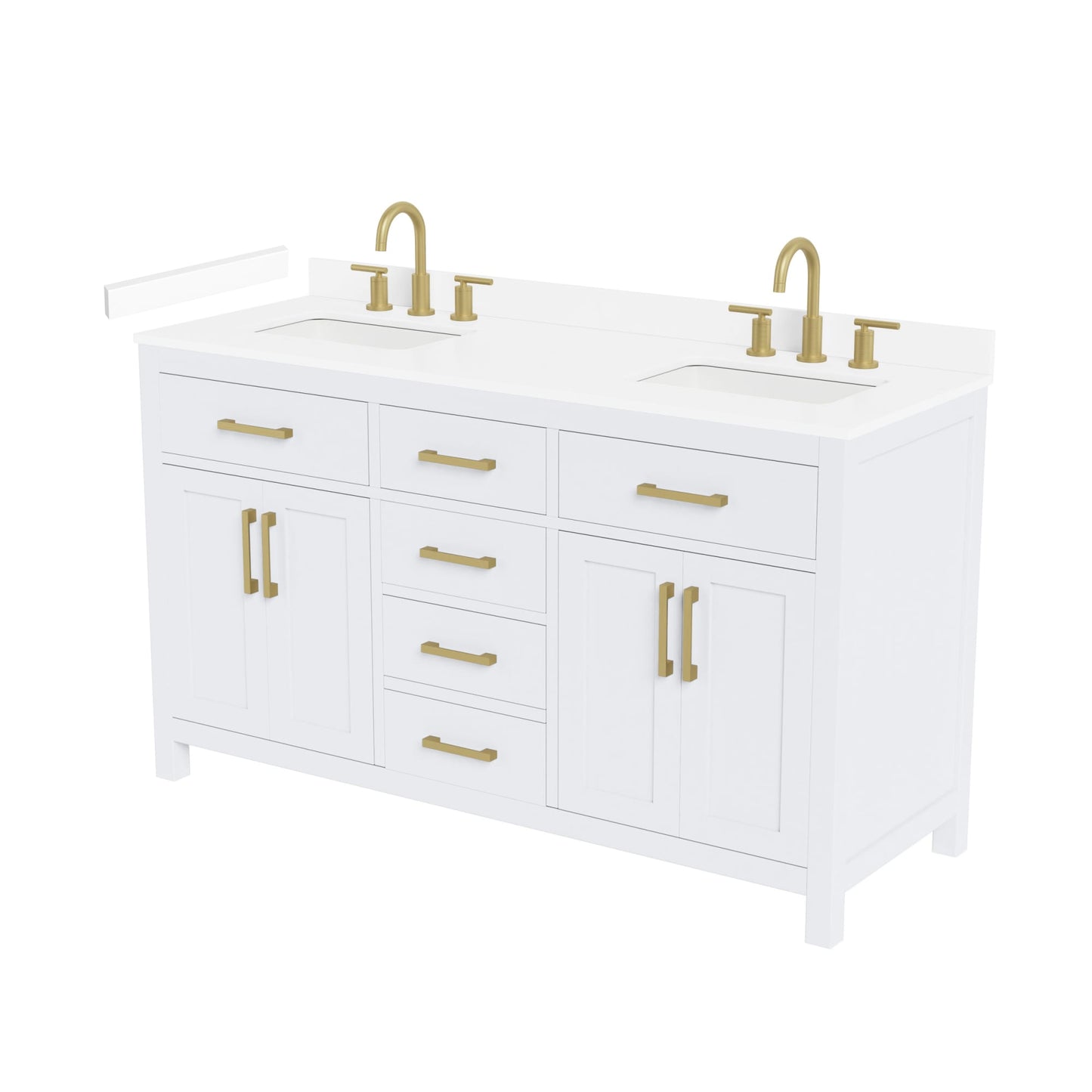 Beckett Bathroom Vanity with Countertop 60 inch Double Sink 3-hole Faucet Setup