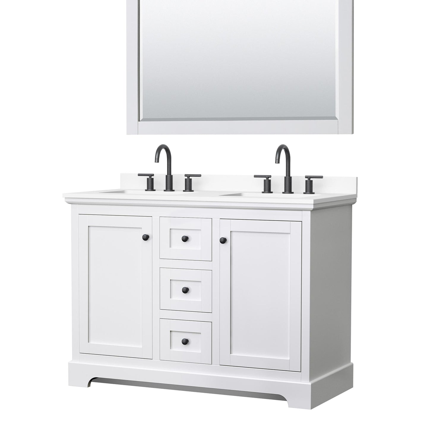 Avery Bathroom Vanity with Countertop 48 inch Double Sink 3-hole Faucet Setup