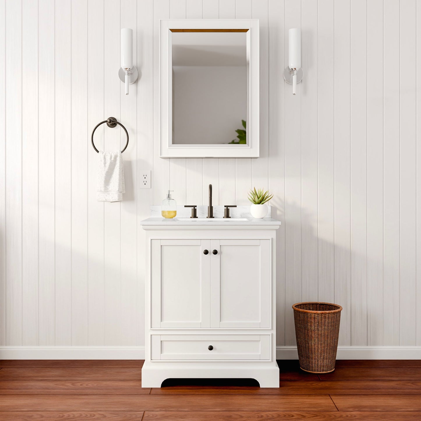 Deborah Bathroom Vanity with Countertop 30 inch Single Sink 3-hole Faucet Setup