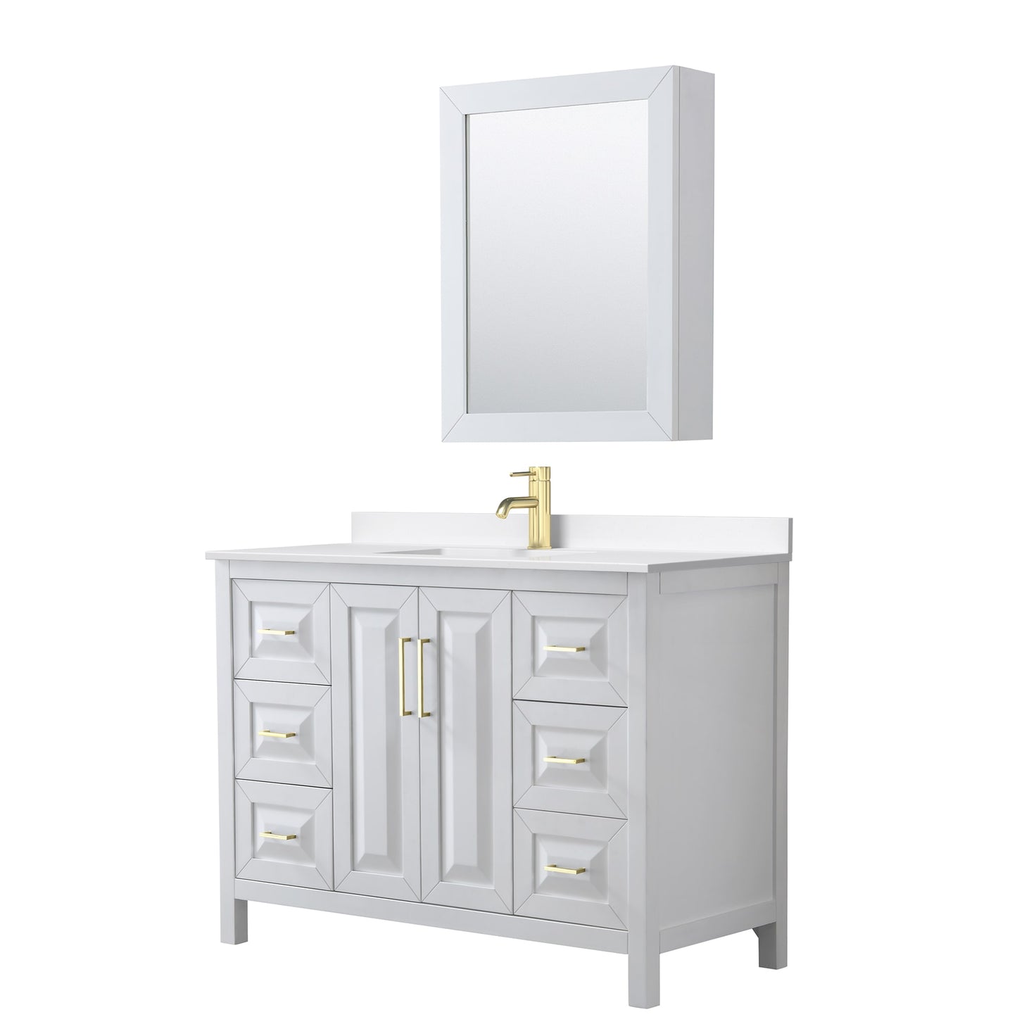 Daria Bathroom Vanity with Countertop 48 inch Single Sink Single hole Faucet Setup