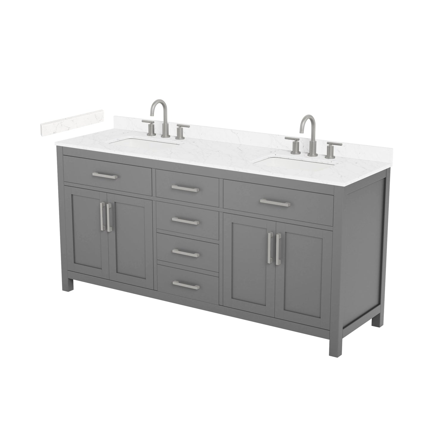 Beckett Bathroom Vanity with Countertop 72 inch Double Sink 3-hole Faucet Setup
